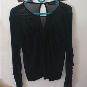 Black long sleeve see through shirt